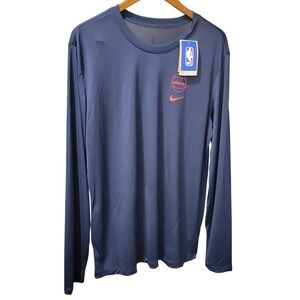 NWT Nike Washington Wizards NBA Dri Fit Long Sleeve T Shirt Mens Navy w Red Logo